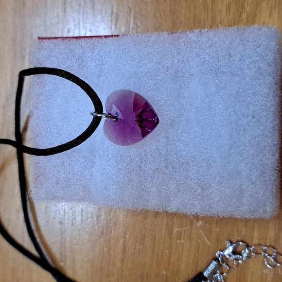 Evening Raspberry Crystal Heart Necklace - Picture 5 of 6